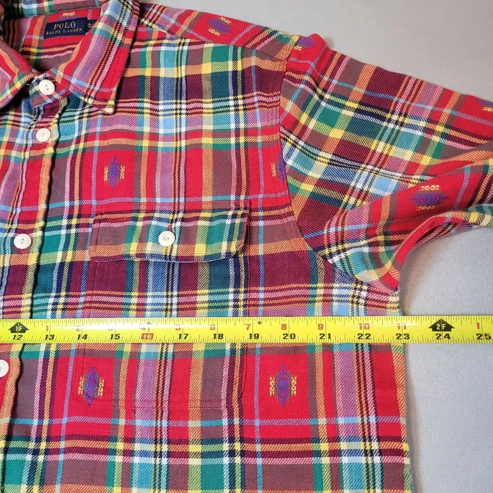 Polo Ralph Lauren Shirt Mens XL Multi Plaid Button Down Flannel Madras Navajo